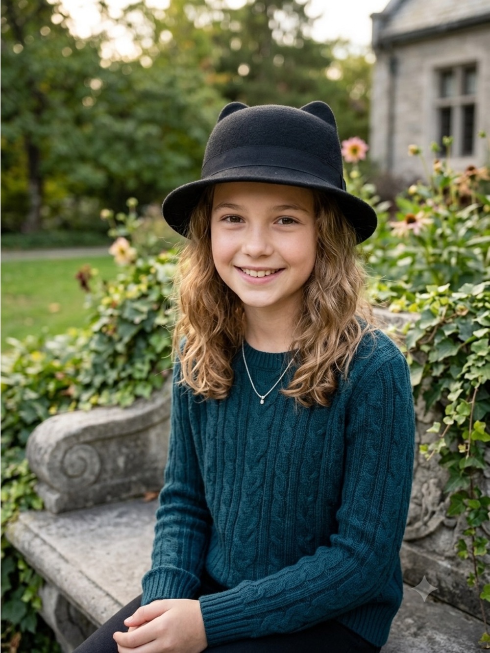 Zara Black Kids Felt Hat with Ear Detail
